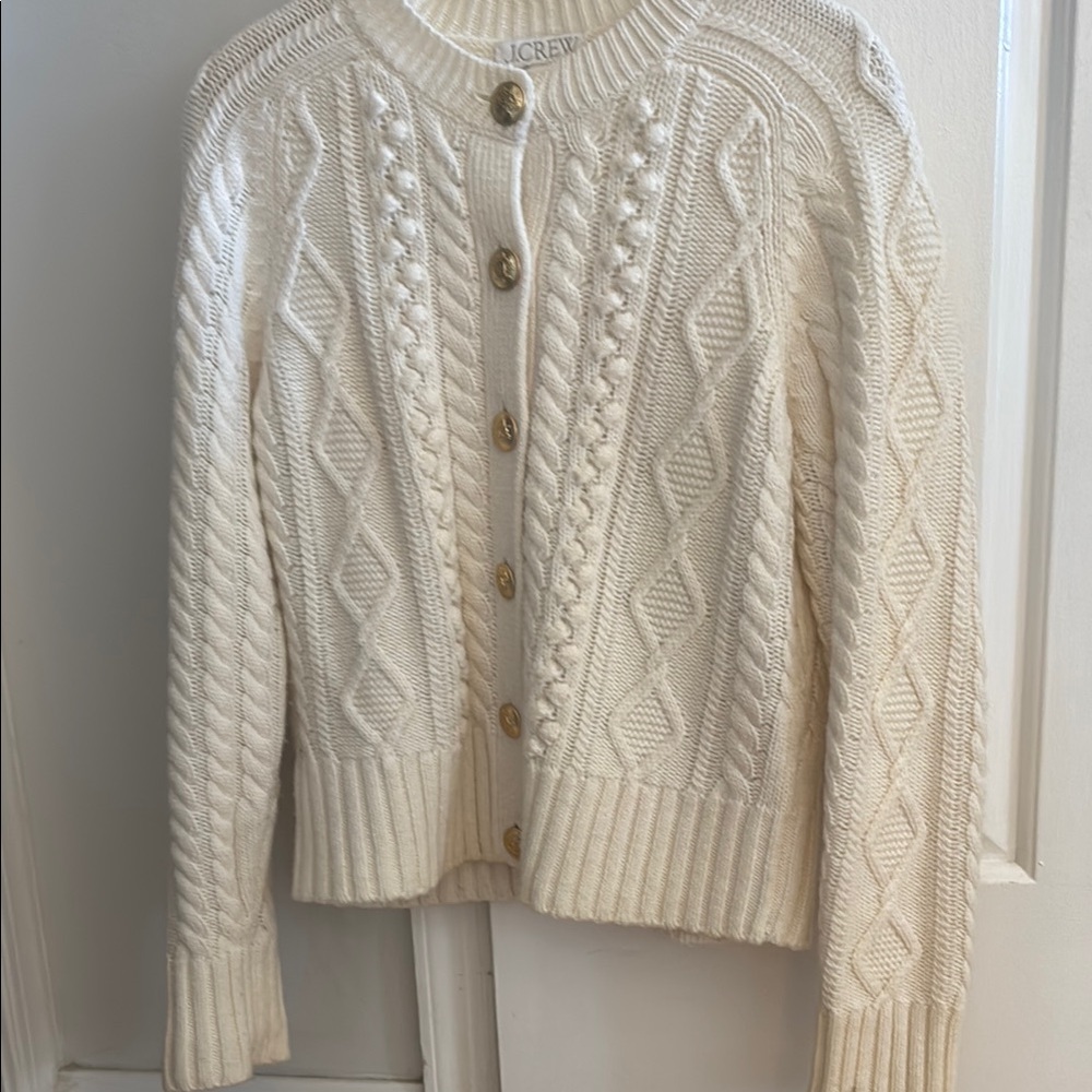 J. Crew Cream Cable Knit Cardigan Sweater